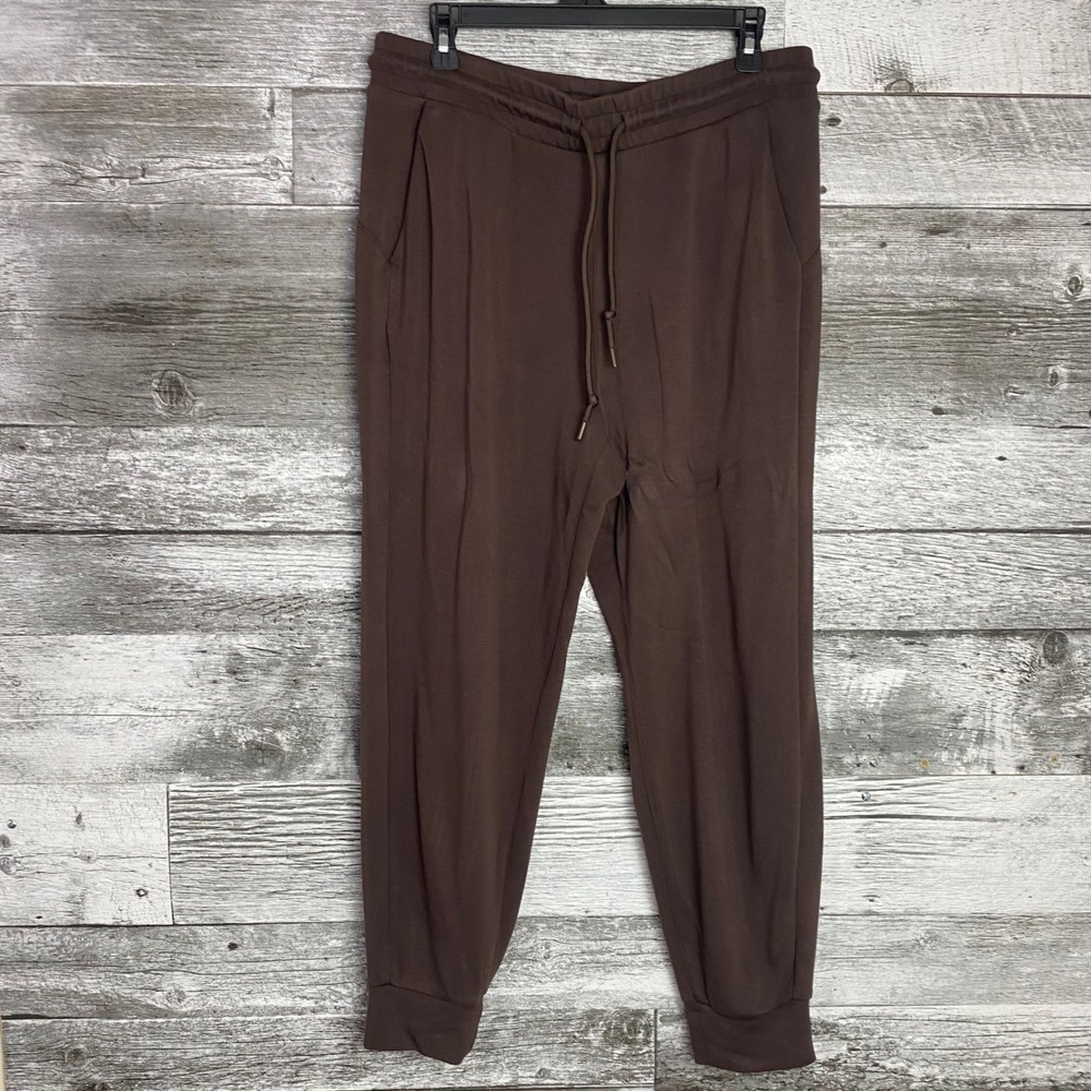 Danskin Ladies Scuba Pant Jogger Espresso Brown L Rayon Blend Drawstring Pockets